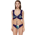 Bear Astronaut Futuristic Low Cut Ruffle Edge Bikini Set