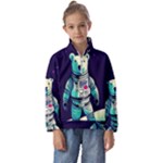 Bear Astronaut Futuristic Kids  Half Zip Hoodie