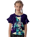 Bear Astronaut Futuristic Kids  Cut Out Flutter Sleeves