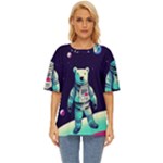 Bear Astronaut Futuristic Oversized Basic T-Shirt