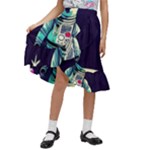 Bear Astronaut Futuristic Kids  Ruffle Flared Wrap Midi Skirt