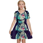 Bear Astronaut Futuristic Kids  Short Sleeve Tiered Mini Dress