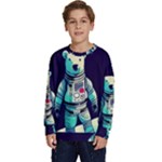Bear Astronaut Futuristic Kids  Crewneck Sweatshirt
