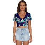 Bear Astronaut Futuristic V-Neck Crop Top