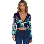Bear Astronaut Futuristic Long Sleeve Deep-V Velour Top