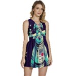 Bear Astronaut Futuristic Sleeveless High Waist Mini Dress