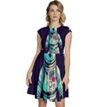 Bear Astronaut Futuristic Cap Sleeve High Waist Dress