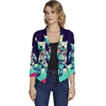 Bear Astronaut Futuristic Women s Casual 3/4 Sleeve Spring Jacket