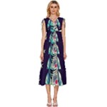 Bear Astronaut Futuristic V-Neck Drawstring Shoulder Sleeveless Maxi Dress