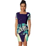 Bear Astronaut Futuristic Fitted Knot Split End Bodycon Dress