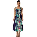 Bear Astronaut Futuristic Square Neckline Tiered Midi Dress