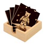 Bear Astronaut Futuristic Bamboo Coaster Set