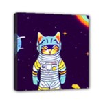 Cat Astronaut Space Retro Universe Mini Canvas 6  x 6  (Stretched)