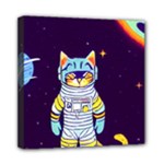 Cat Astronaut Space Retro Universe Mini Canvas 8  x 8  (Stretched)