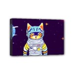 Cat Astronaut Space Retro Universe Mini Canvas 6  x 4  (Stretched)