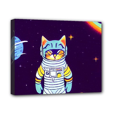 Cat Astronaut Space Retro Universe Canvas 10  x 8  (Stretched) from ArtsNow.com