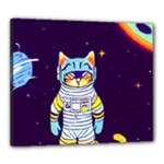 Cat Astronaut Space Retro Universe Canvas 24  x 20  (Stretched)