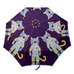 Cat Astronaut Space Retro Universe Folding Umbrellas
