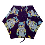 Cat Astronaut Space Retro Universe Mini Folding Umbrellas