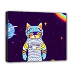 Cat Astronaut Space Retro Universe Deluxe Canvas 20  x 16  (Stretched)