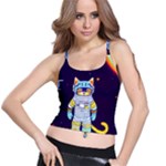 Cat Astronaut Space Retro Universe Spaghetti Strap Bra Top