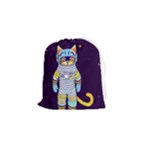 Cat Astronaut Space Retro Universe Drawstring Pouch (Small)