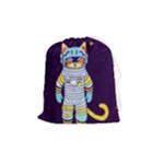 Cat Astronaut Space Retro Universe Drawstring Pouch (Medium)