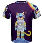 Cat Astronaut Space Retro Universe Men s Cotton T-Shirt