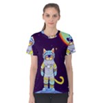 Cat Astronaut Space Retro Universe Women s Cotton T-Shirt