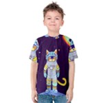 Cat Astronaut Space Retro Universe Kids  Cotton T-Shirt