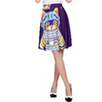 Cat Astronaut Space Retro Universe A-Line Skirt