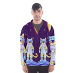 Cat Astronaut Space Retro Universe Men s Hooded Windbreaker