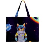 Cat Astronaut Space Retro Universe Zipper Mini Tote Bag