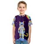 Cat Astronaut Space Retro Universe Kids  Sport Mesh T-Shirt