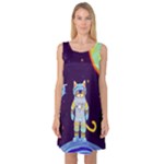 Cat Astronaut Space Retro Universe Sleeveless Satin Nightdress