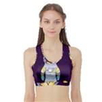 Cat Astronaut Space Retro Universe Sports Bra with Border
