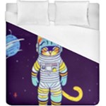 Cat Astronaut Space Retro Universe Duvet Cover (King Size)