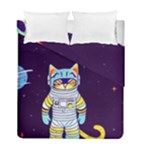 Cat Astronaut Space Retro Universe Duvet Cover Double Side (Full/ Double Size)