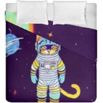 Cat Astronaut Space Retro Universe Duvet Cover Double Side (King Size)