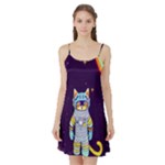 Cat Astronaut Space Retro Universe Satin Night Slip