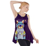 Cat Astronaut Space Retro Universe Side Drop Tank Tunic