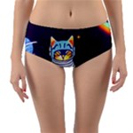 Cat Astronaut Space Retro Universe Reversible Mid-Waist Bikini Bottoms