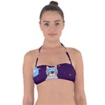 Cat Astronaut Space Retro Universe Tie Back Bikini Top