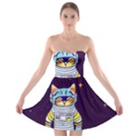 Cat Astronaut Space Retro Universe Strapless Bra Top Dress