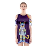 Cat Astronaut Space Retro Universe Shoulder Cutout One Piece Dress