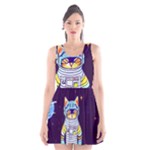 Cat Astronaut Space Retro Universe Scoop Neck Skater Dress