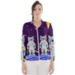 Cat Astronaut Space Retro Universe Women s Windbreaker