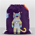 Cat Astronaut Space Retro Universe Drawstring Bag (Small)
