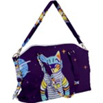 Cat Astronaut Space Retro Universe Canvas Crossbody Bag