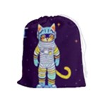 Cat Astronaut Space Retro Universe Drawstring Pouch (XL)